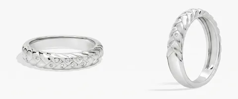 A flush engagement ring setting, face up and from the side