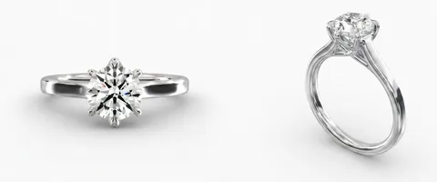 A trellis engagement ring setting, face up and from the side