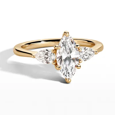 A marquise diamond in an engagement ring