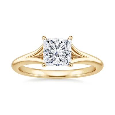 A princess cut diamond in an engagement ring