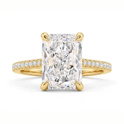 A radiant diamond in an engagement ring